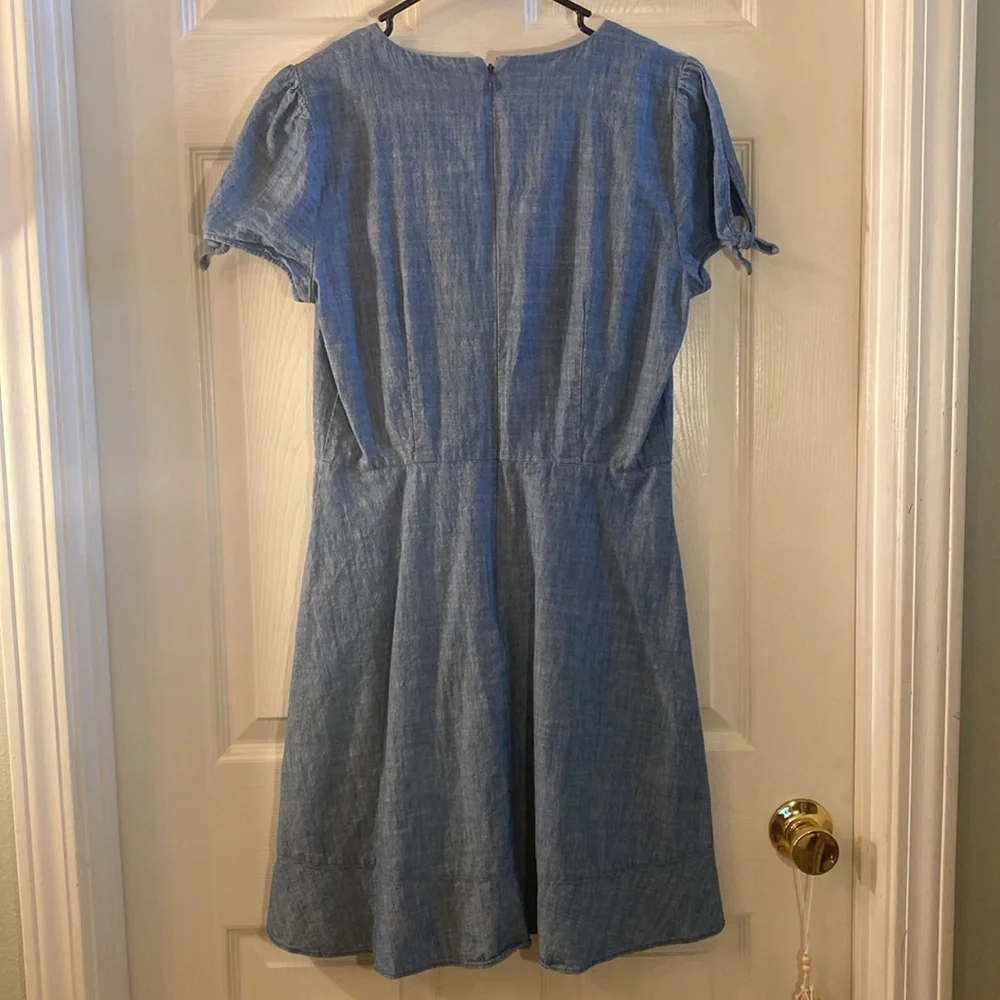 J. Crew Blue Flutter Sleeve V-Neck Sundress